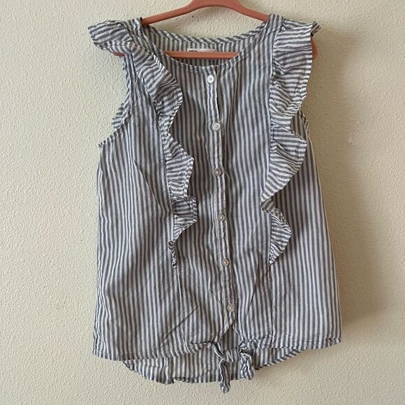 Epic Threads Blue And White Stripe Top With Trim size M Girl - Picture 1 of 5